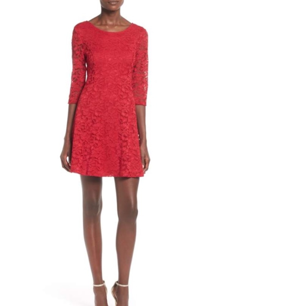 Lace fit and flare dress